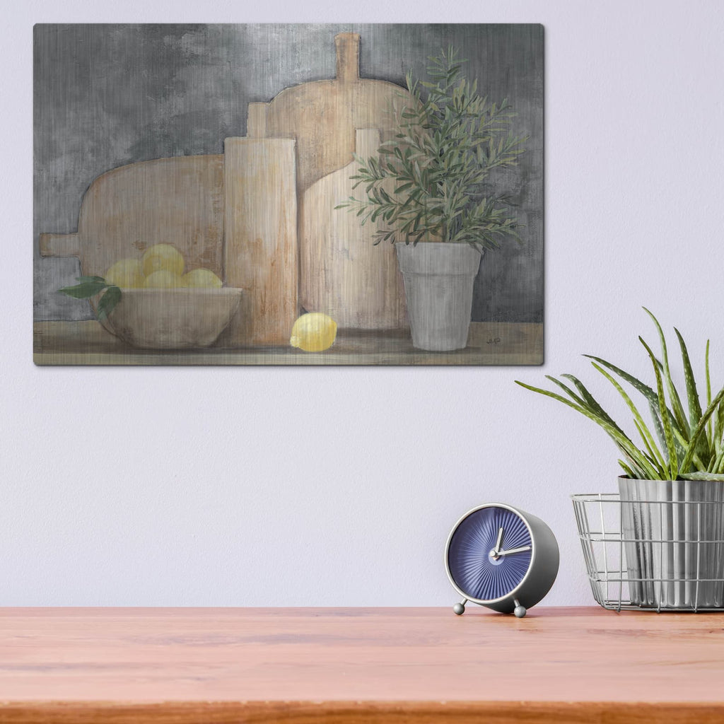 'Rustic Kitchen Gray' by Julia Purinton – Metal Wall Art, 16x12 room view