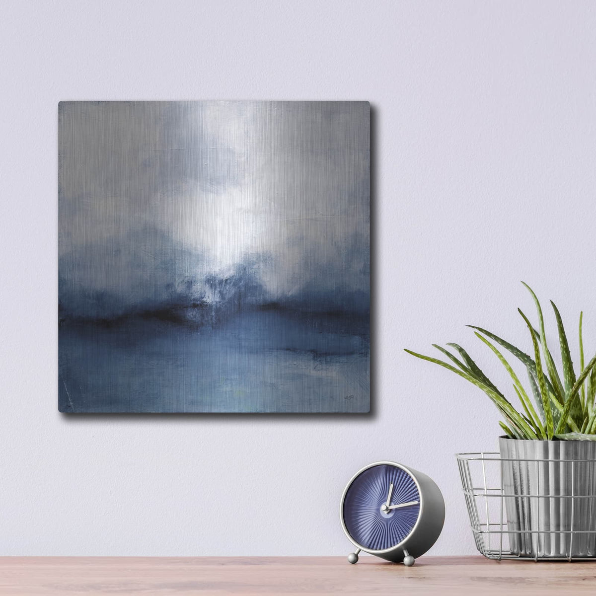 'Sea Spray Indigo' by Julia Purinton – Metal Wall Art, 12x12 room view