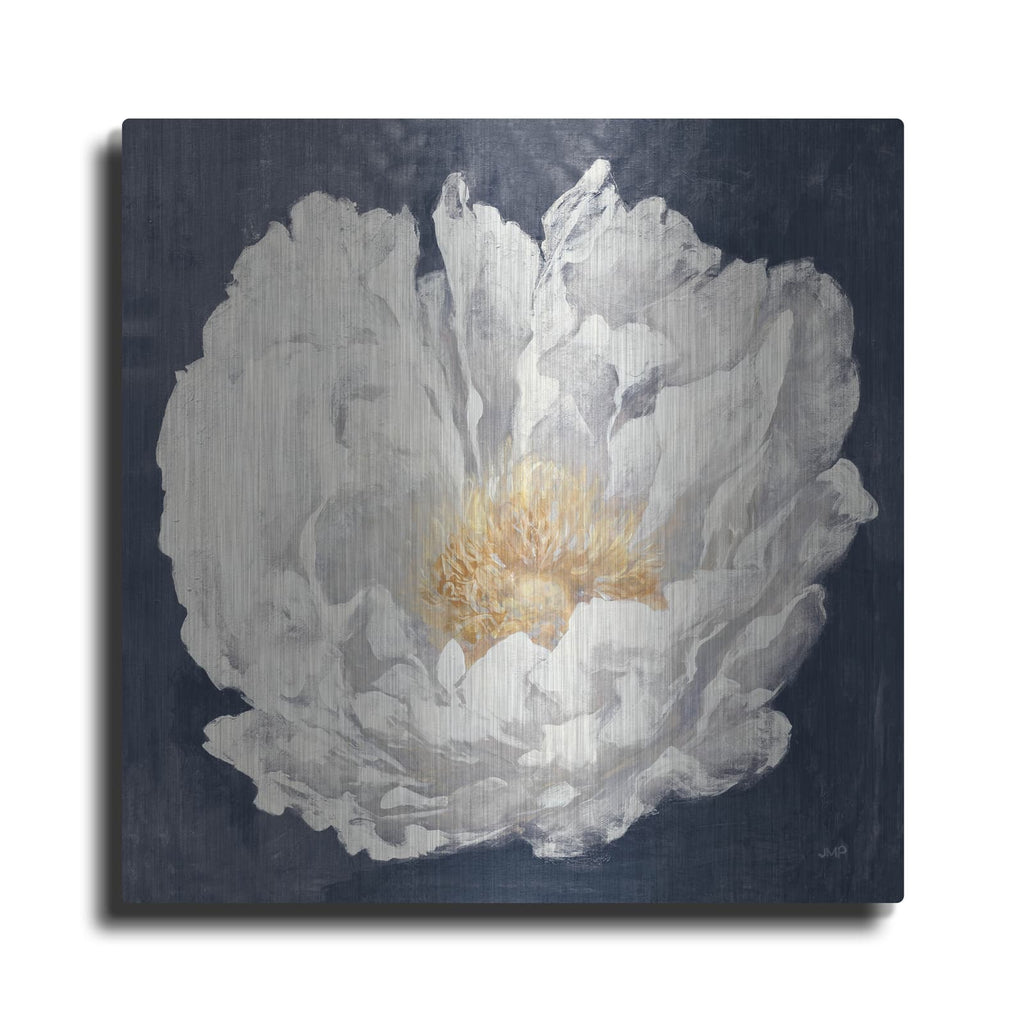 'Serene Peony Navy' by Julia Purinton – Metal Wall Art