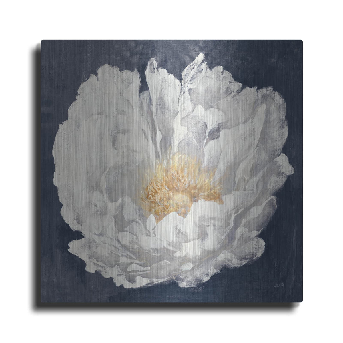 'Serene Peony Navy' by Julia Purinton – Metal Wall Art