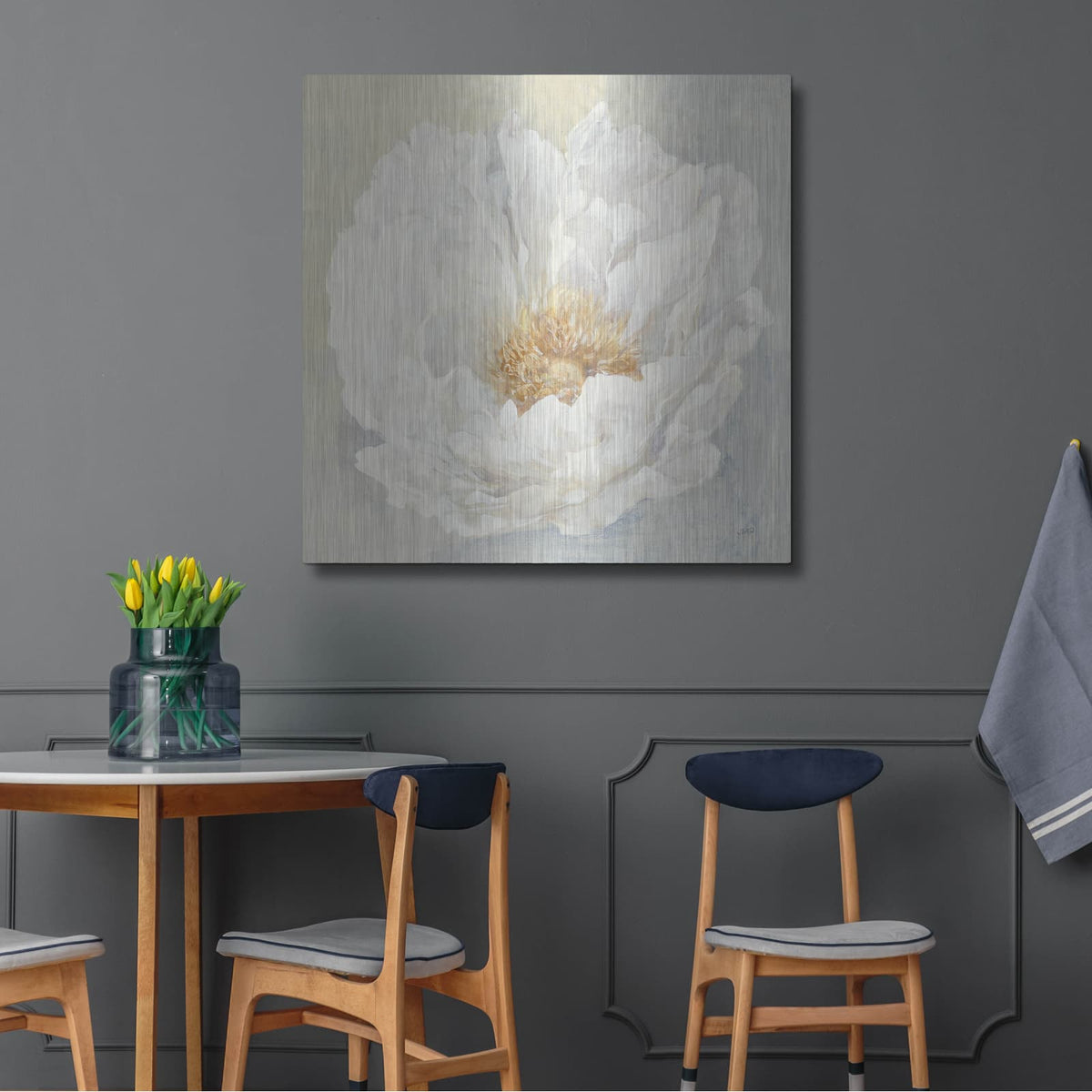 'Serene Peony' by Julia Purinton – Metal Wall Art, 36x36 room view