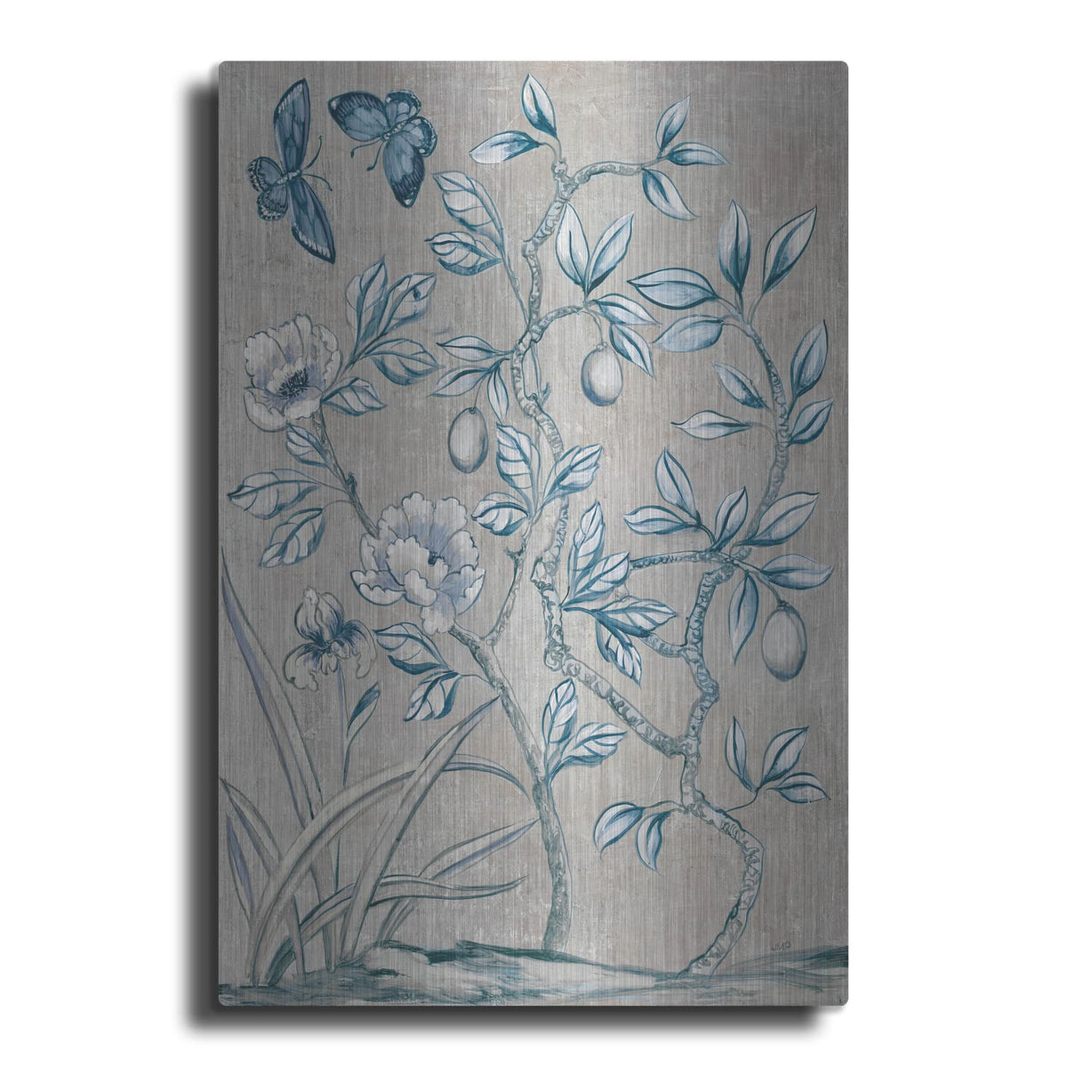 'Shimmering Garden 1 Navy' by Julia Purinton – Metal Wall Art