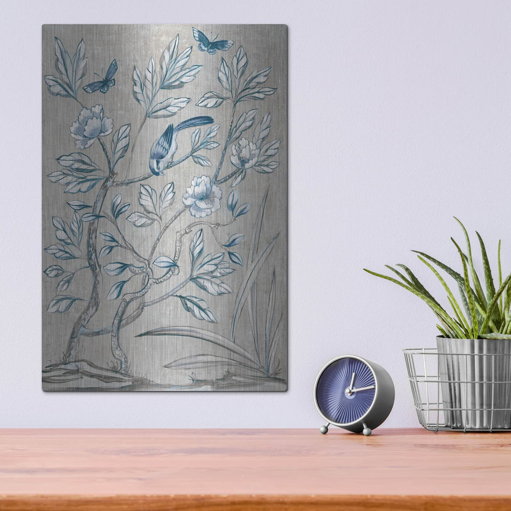 'Shimmering Garden 2 Navy' by Julia Purinton – Metal Wall Art, 12x16 room view