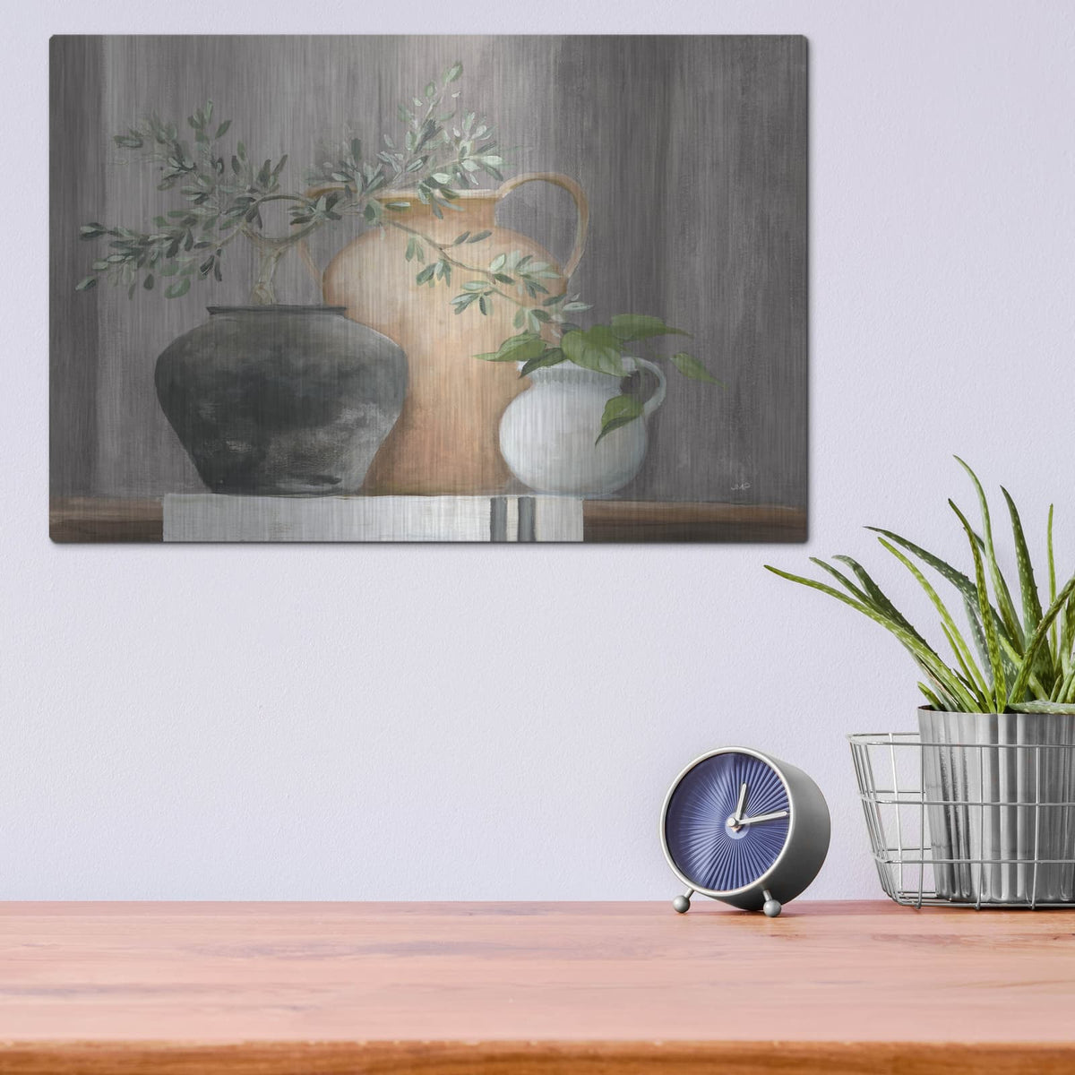 'Simplicity Gray' by Julia Purinton – Metal Wall Art, 16x12 room view