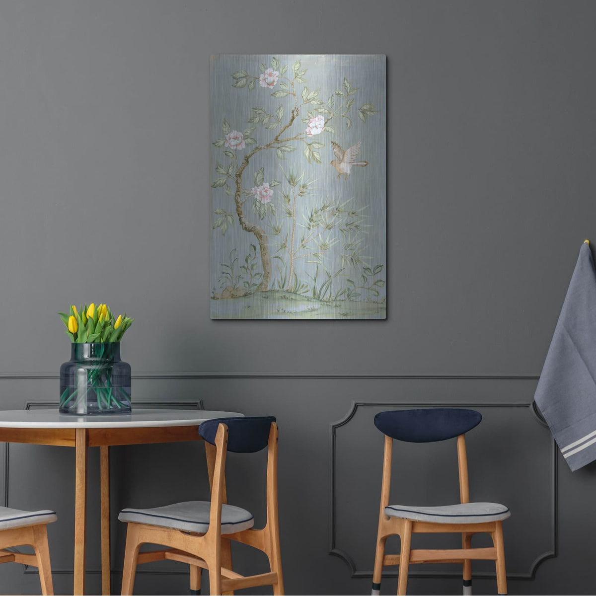 'Spring Mural 2 Blue' by Julia Purinton – Metal Wall Art, 24x36 room view