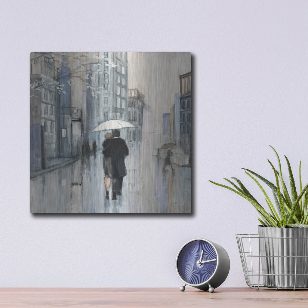 'Spring Rain New York Neutral C' by Julia Purinton – Metal Wall Art, 12x12 room view