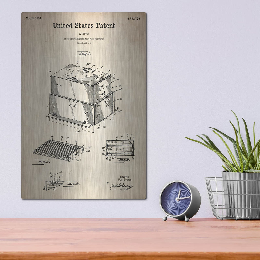'Barbecue Blueprint Patent Parchment' – Metal Wall Art, 12x16 room view