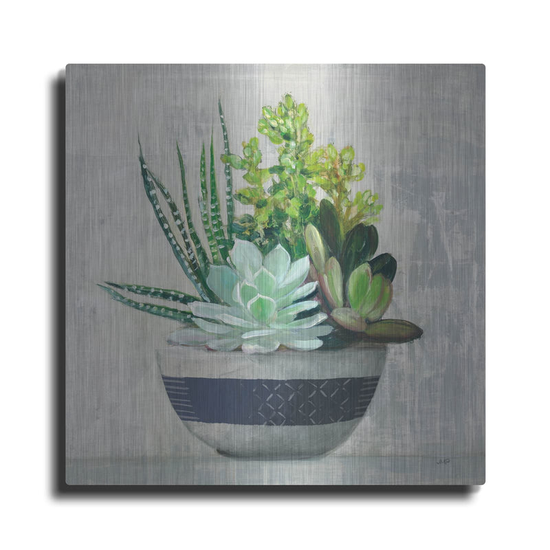 'Succulent Still Life 2 Navy' by Julia Purinton – Metal Wall Art