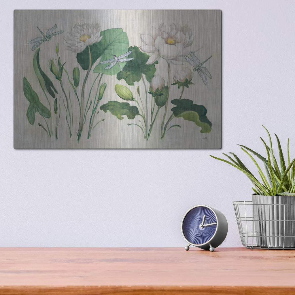 'Tranquil Lilies' by Julia Purinton – Metal Wall Art, 16x12 room view