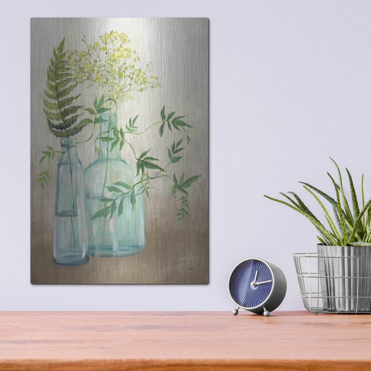 'Woodland Greenery 1 Brown' by Julia Purinton – Metal Wall Art, 12x16 room view