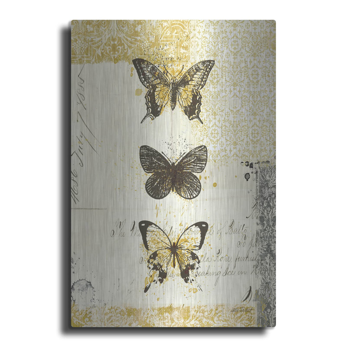 'Golden Bees And Butterflies No 2' by Katie Pertiet – Metal Wall Art