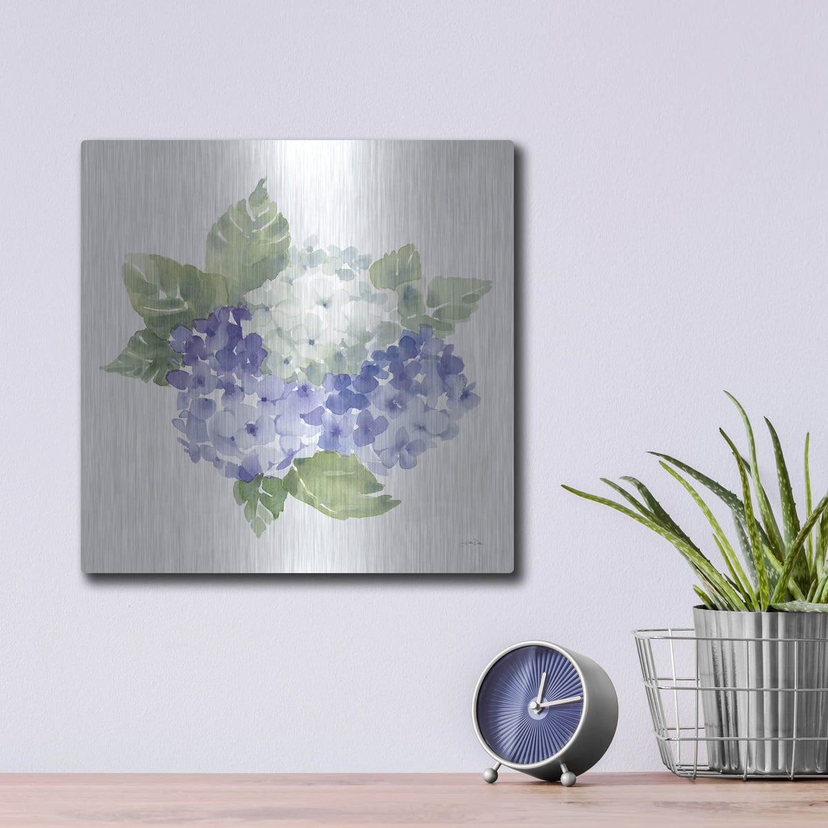 'Cottage Hydrangeas 1' by Katrina Pete – Metal Wall Art, 12x12 room view