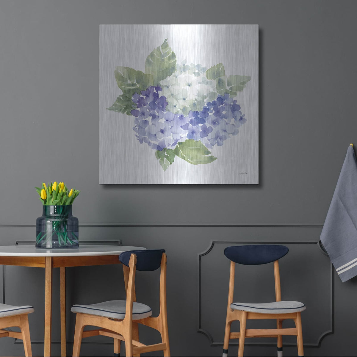 'Cottage Hydrangeas 1' by Katrina Pete – Metal Wall Art, 36x36 room view