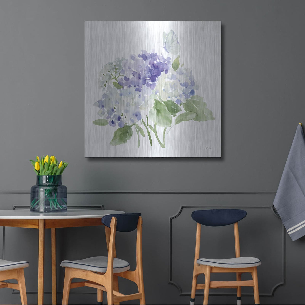 'Cottage Hydrangeas 2' by Katrina Pete – Metal Wall Art, 36x36 room view