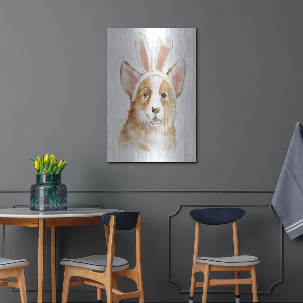 'Easter Corgi' by Katrina Pete – Metal Wall Art, 24x36 room view
