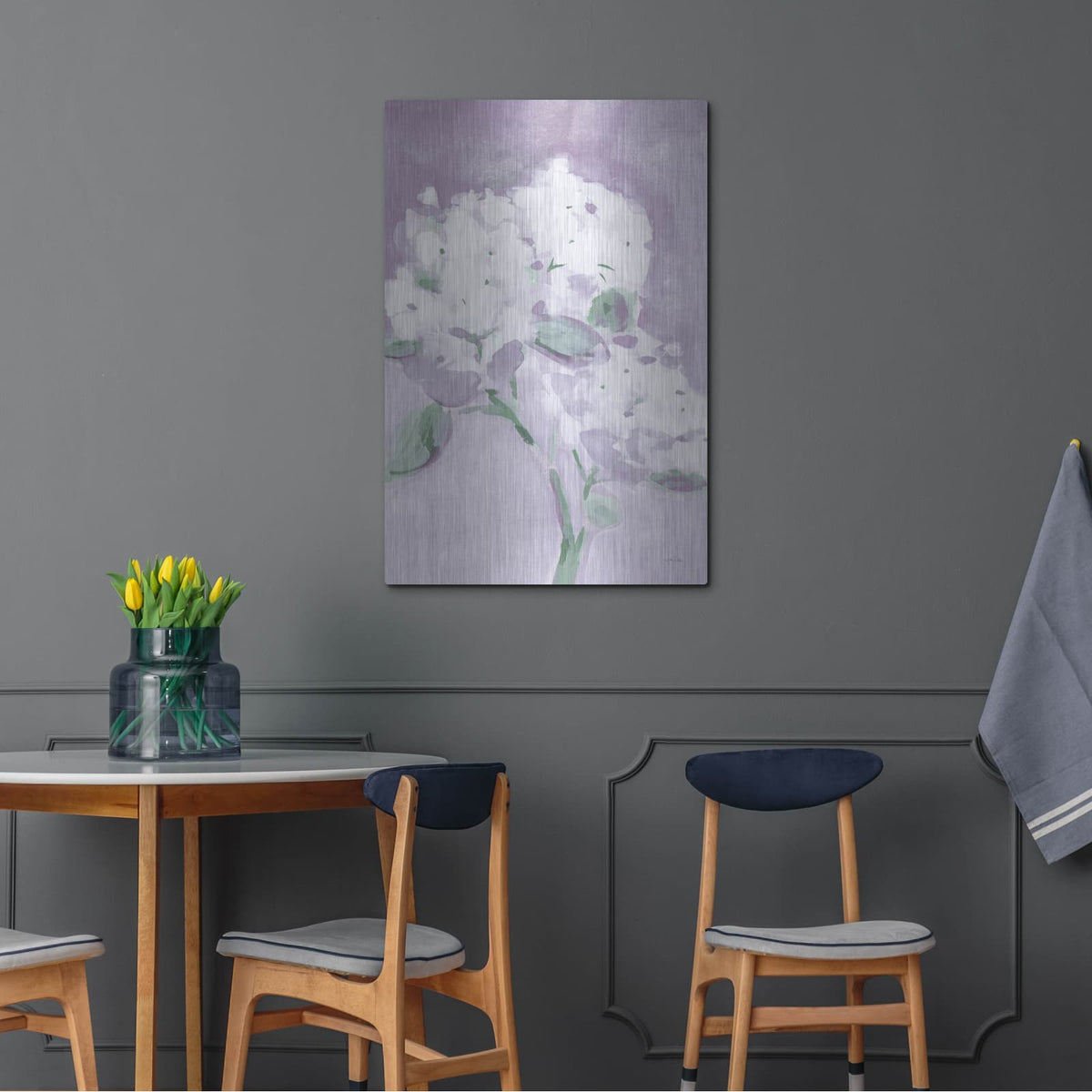 'Elegant Hydrangea Purple' by Katrina Pete – Metal Wall Art, 24x36 room view