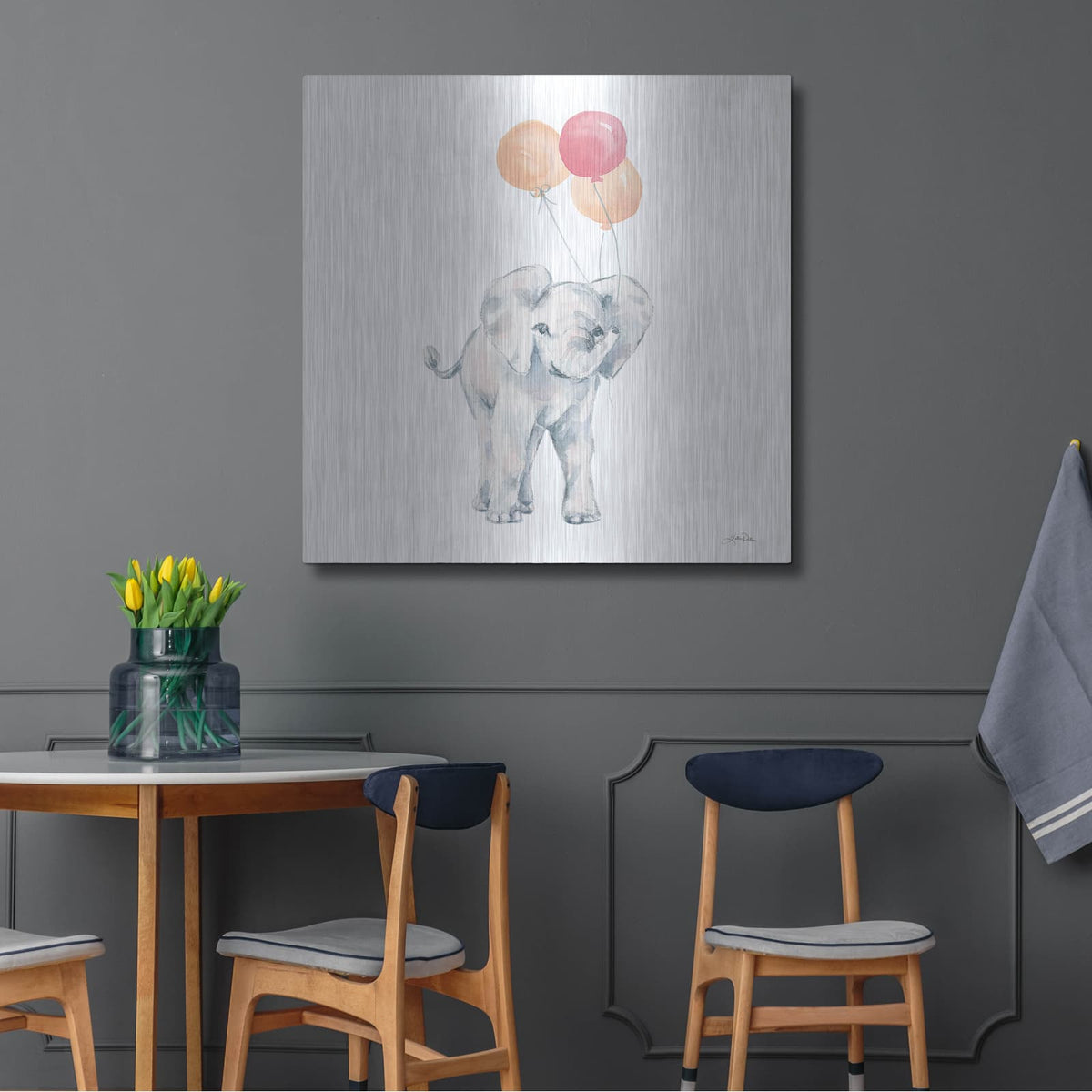 'Elephant Celebration' by Katrina Pete – Metal Wall Art, 36x36 room view