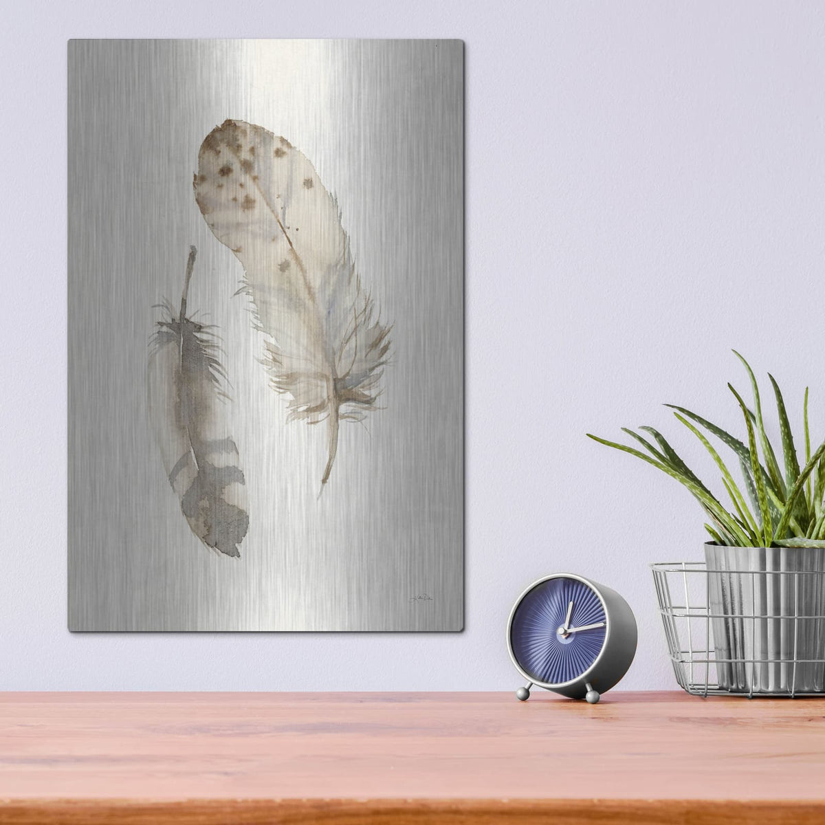 'Falling Feathers 2' by Katrina Pete – Metal Wall Art, 12x16 room view