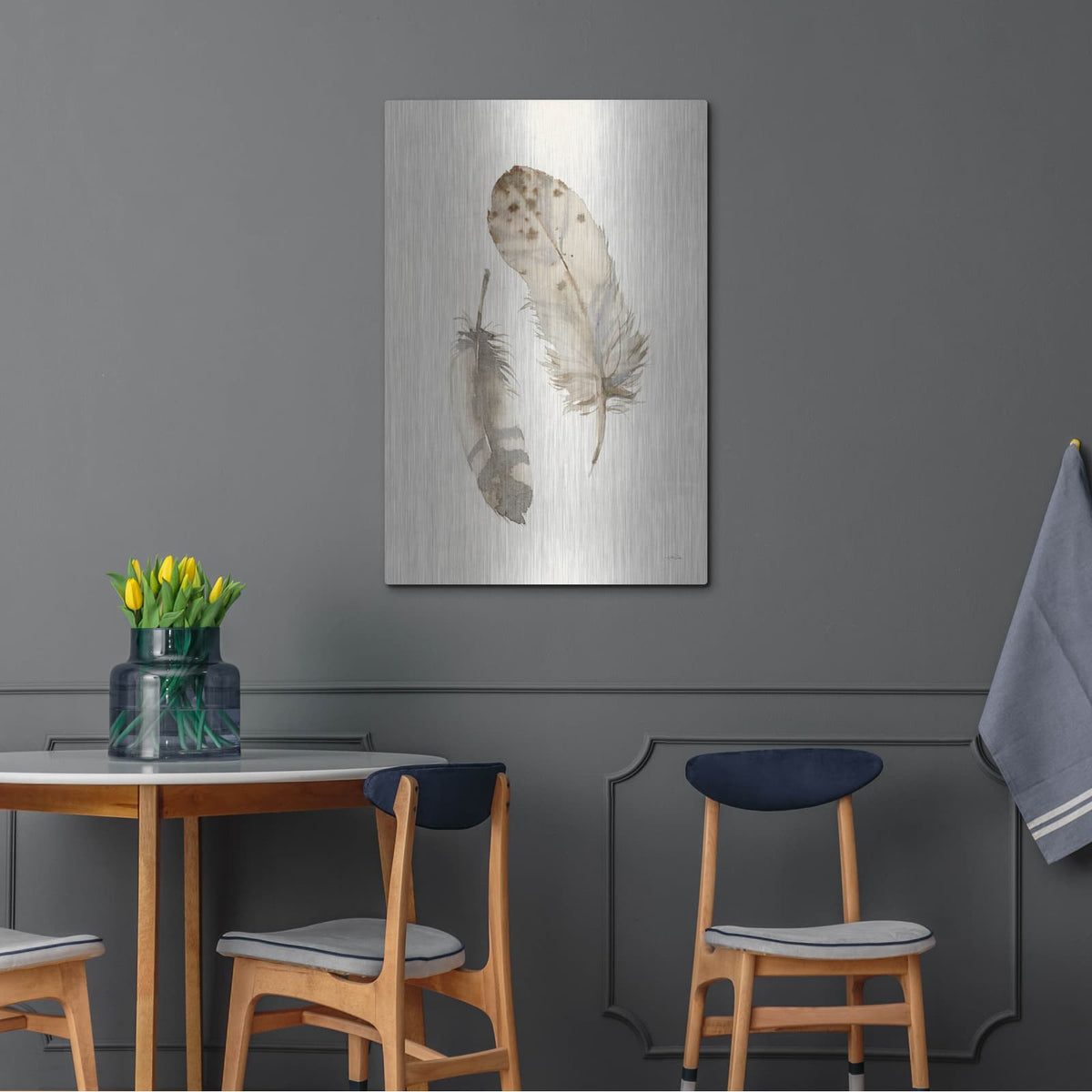 'Falling Feathers 2' by Katrina Pete – Metal Wall Art, 24x36 room view