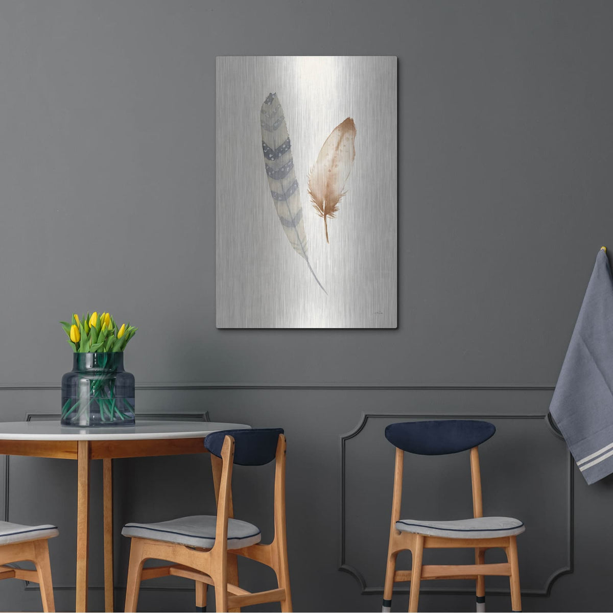 'Falling Feathers 4' by Katrina Pete – Metal Wall Art, 24x36 room view
