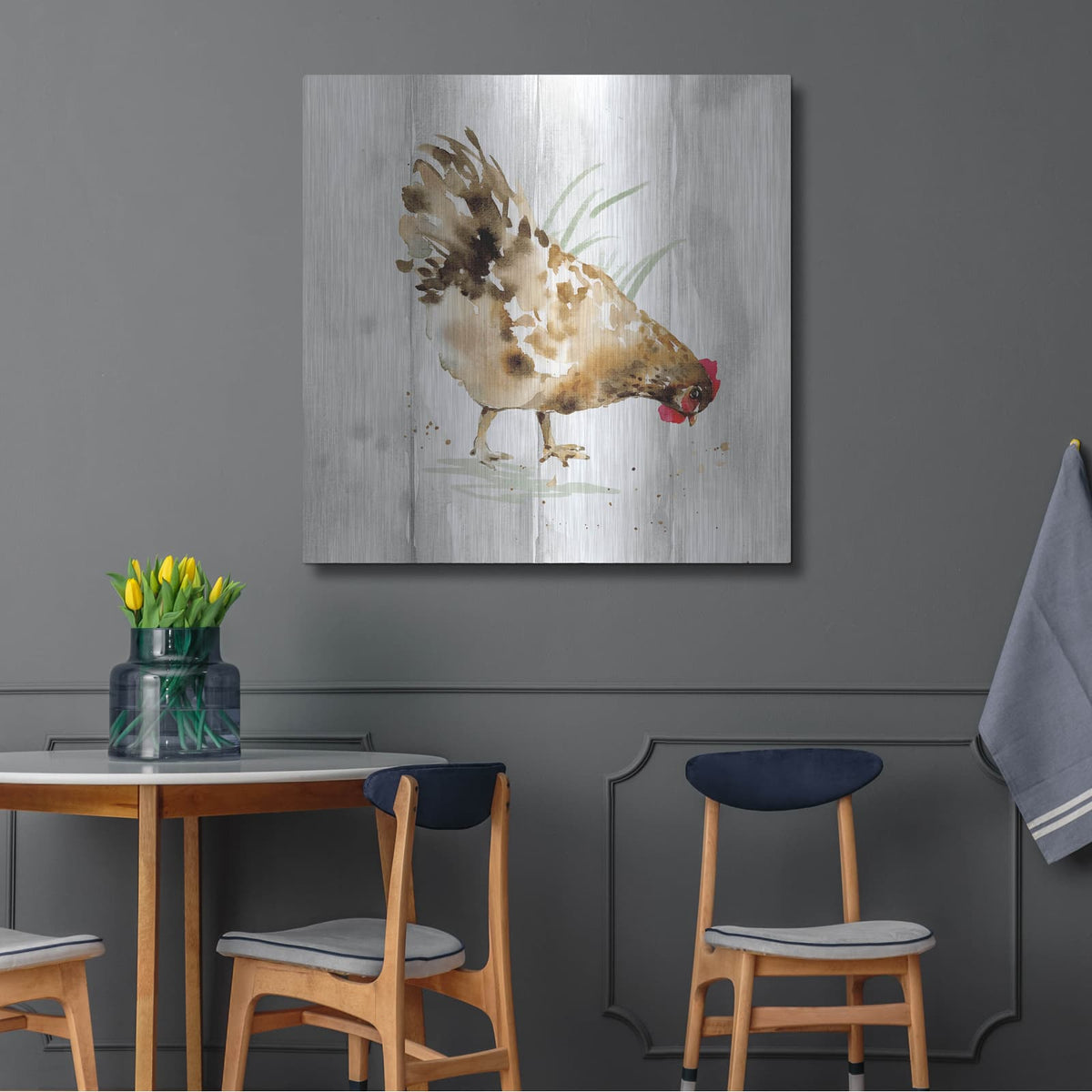 'Home To Roost 3 Barn Board' by Katrina Pete – Metal Wall Art, 36x36 room view