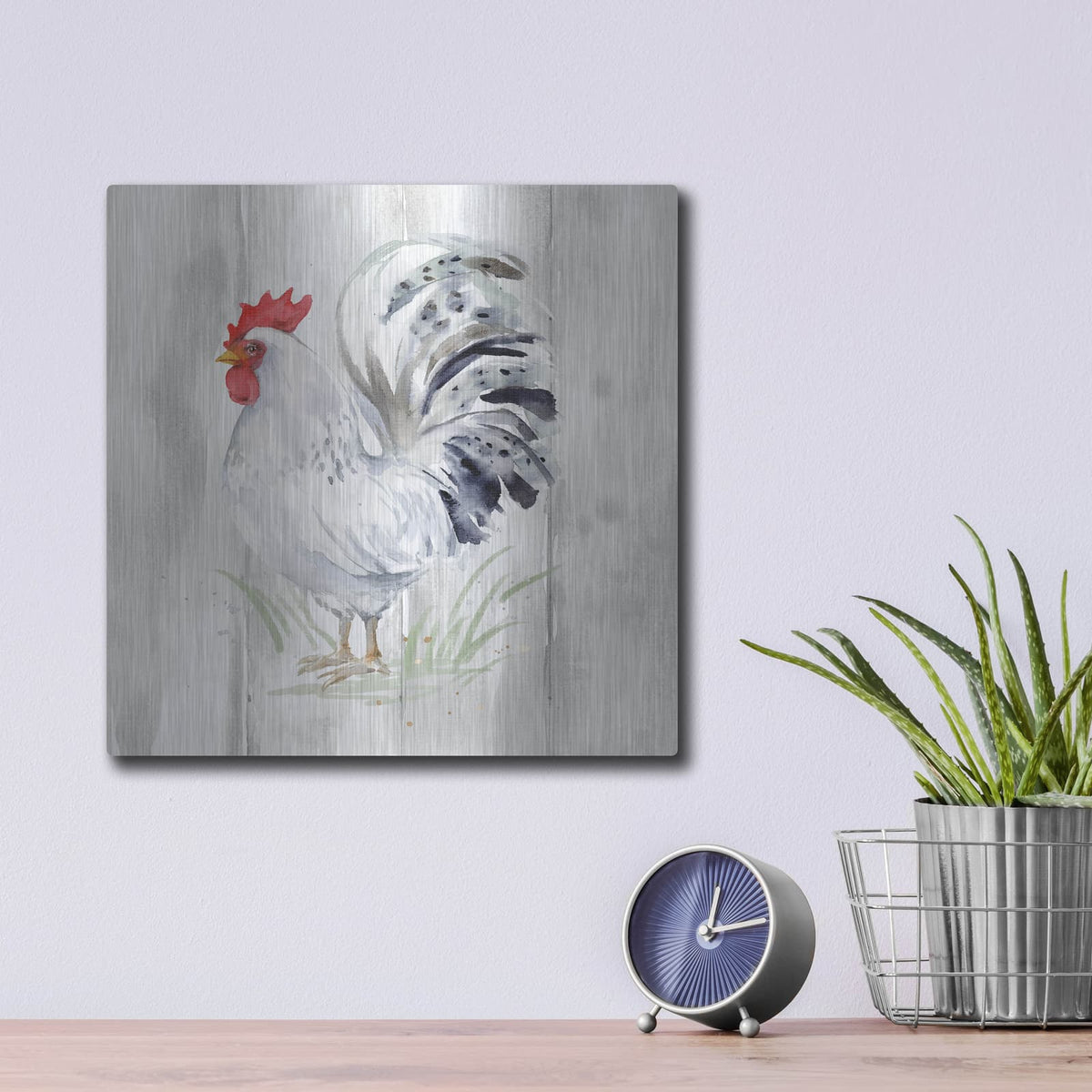 'Home To Roost 4 Barn Board' by Katrina Pete – Metal Wall Art, 12x12 room view