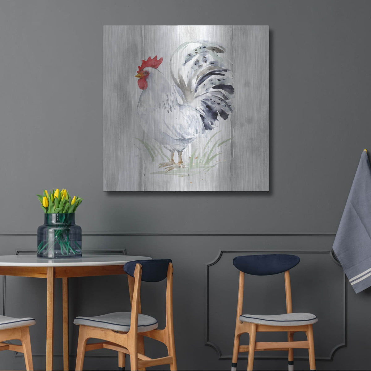 'Home To Roost 4 Barn Board' by Katrina Pete – Metal Wall Art, 36x36 room view
