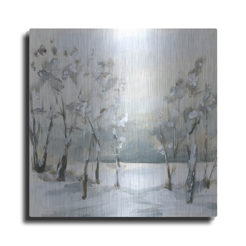 'Snowy Winter Trees' by Katrina Pete – Metal Wall Art