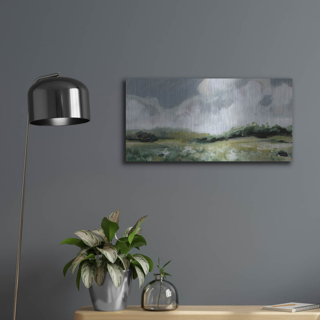 'Soft Summer Sky Dark' by Katrina Pete – Metal Wall Art, 24x12 room view