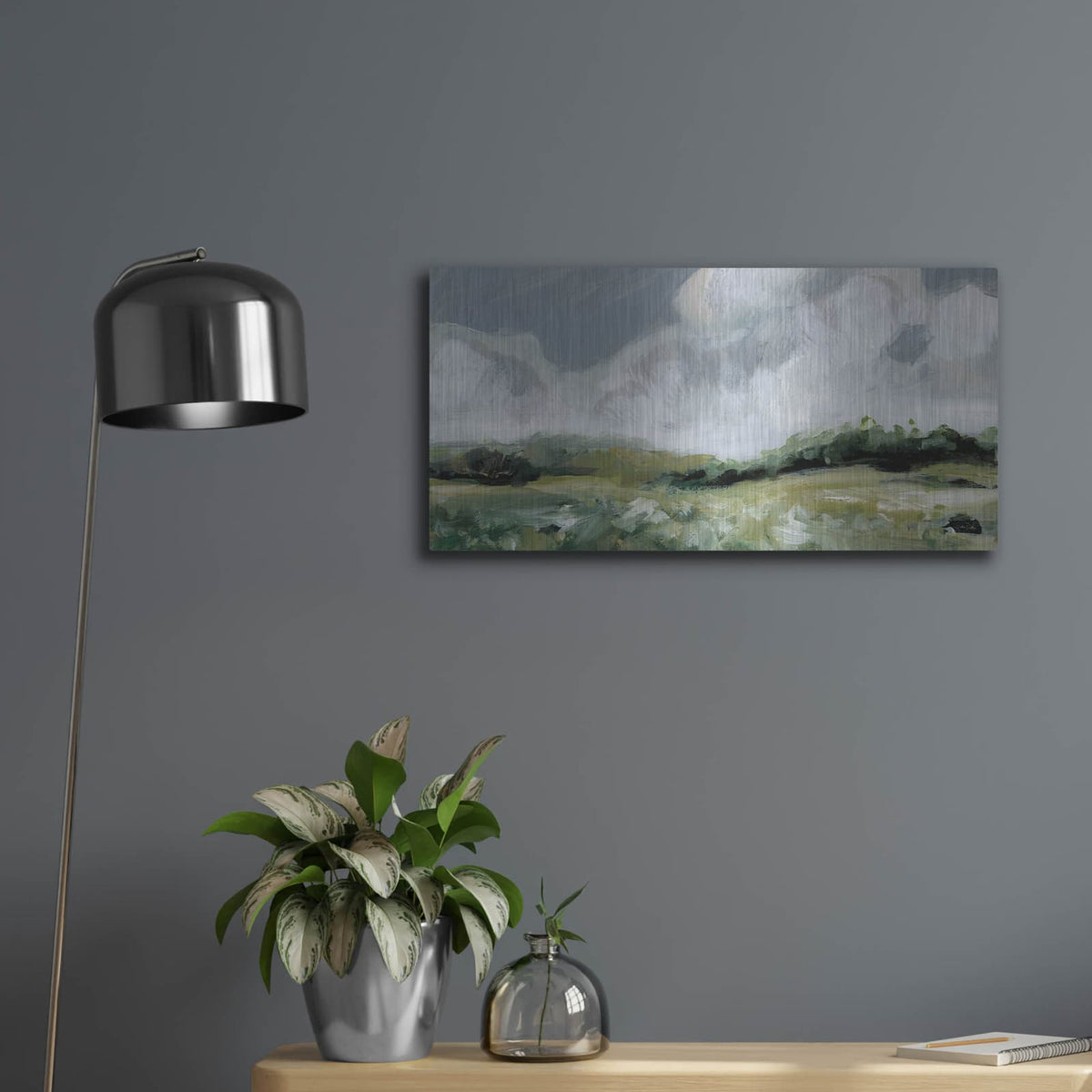 'Soft Summer Sky Dark' by Katrina Pete – Metal Wall Art, 24x12 room view