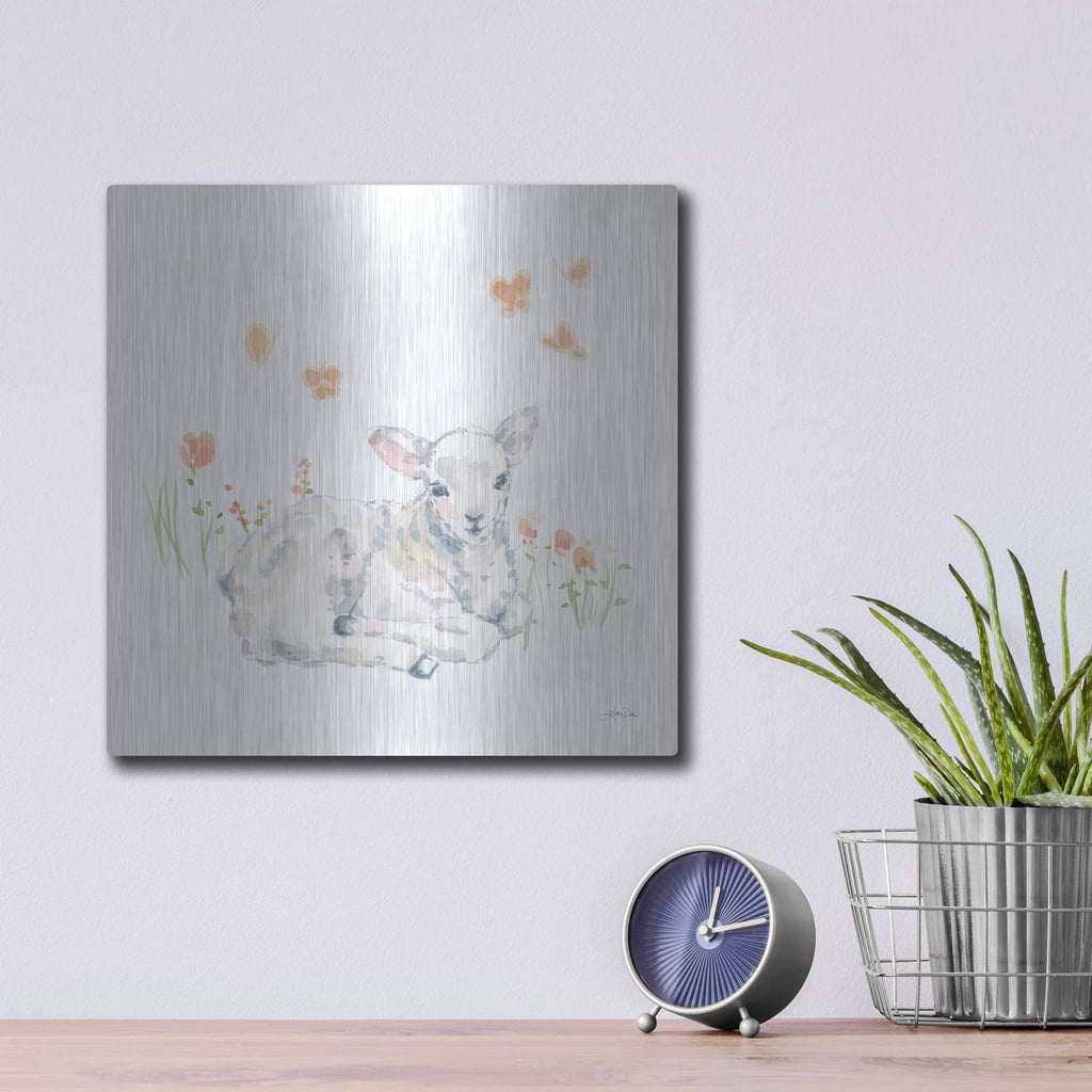 'Spring Lambs 3' by Katrina Pete – Metal Wall Art, 12x12 room view