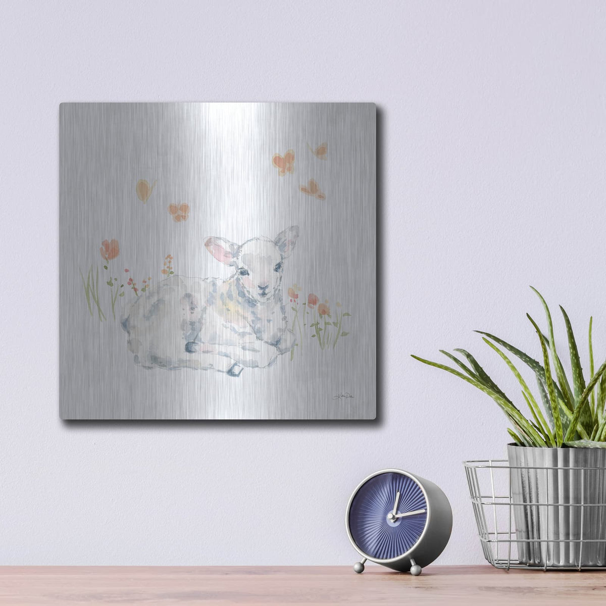 'Spring Lambs 3' by Katrina Pete – Metal Wall Art, 12x12 room view