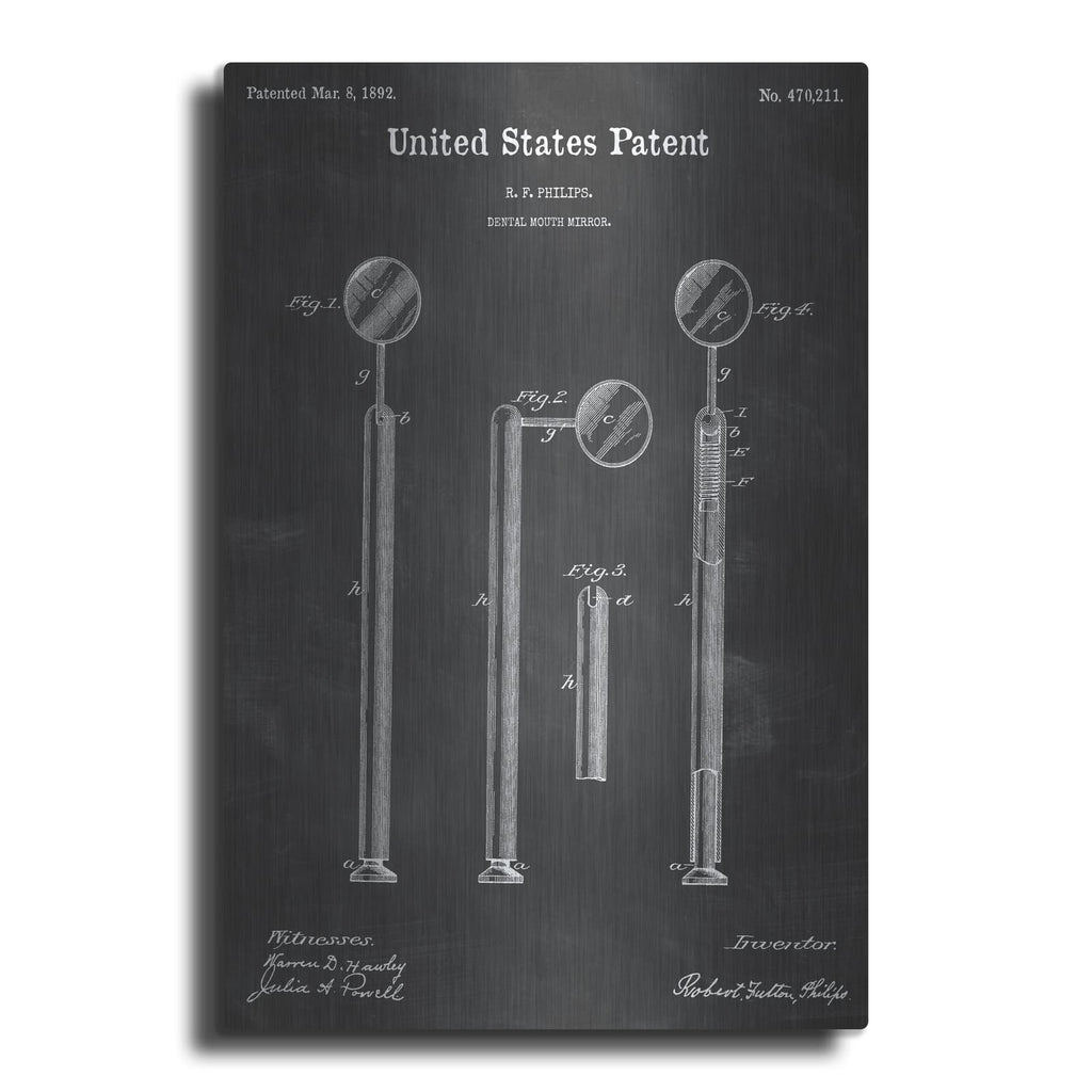'Dental Mouth Mirror Blueprint Patent Chalkboard' – Metal Wall Art