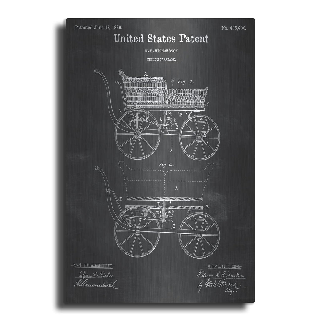 'Baby Carriage Blueprint Patent Chalkboard' – Metal Wall Art