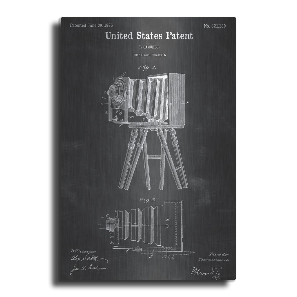 'Photographic Camera Blueprint Patent Chalkboard' – Metal Wall Art