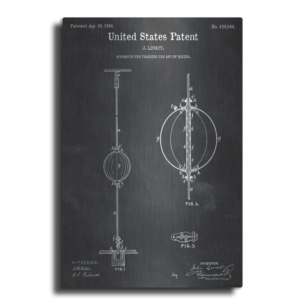 'Apparatus to Teach Boxing Blueprint Patent Chalkboard' – Metal Wall Art