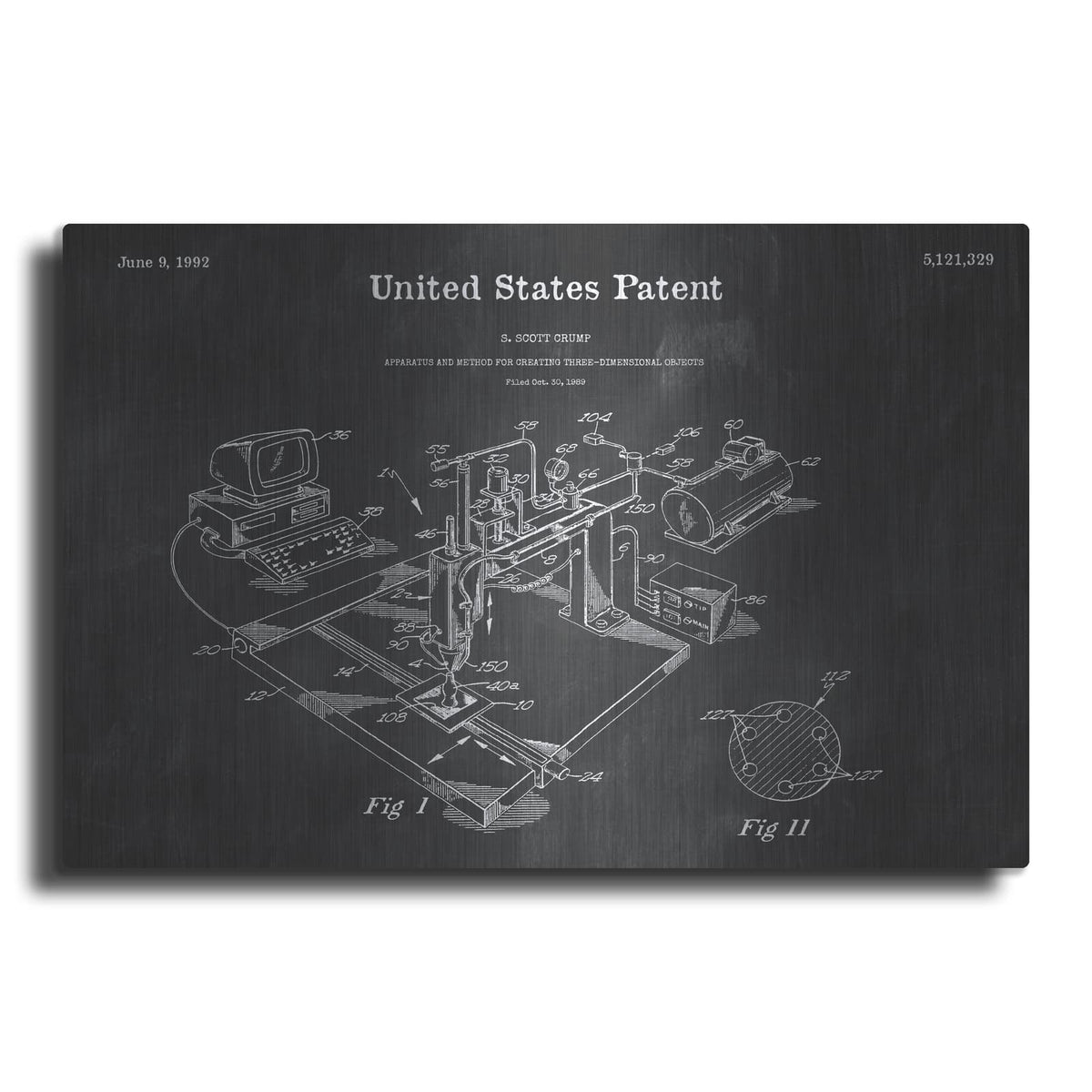 '3D Printer Blueprint Patent Chalkboard' – Metal Wall Art