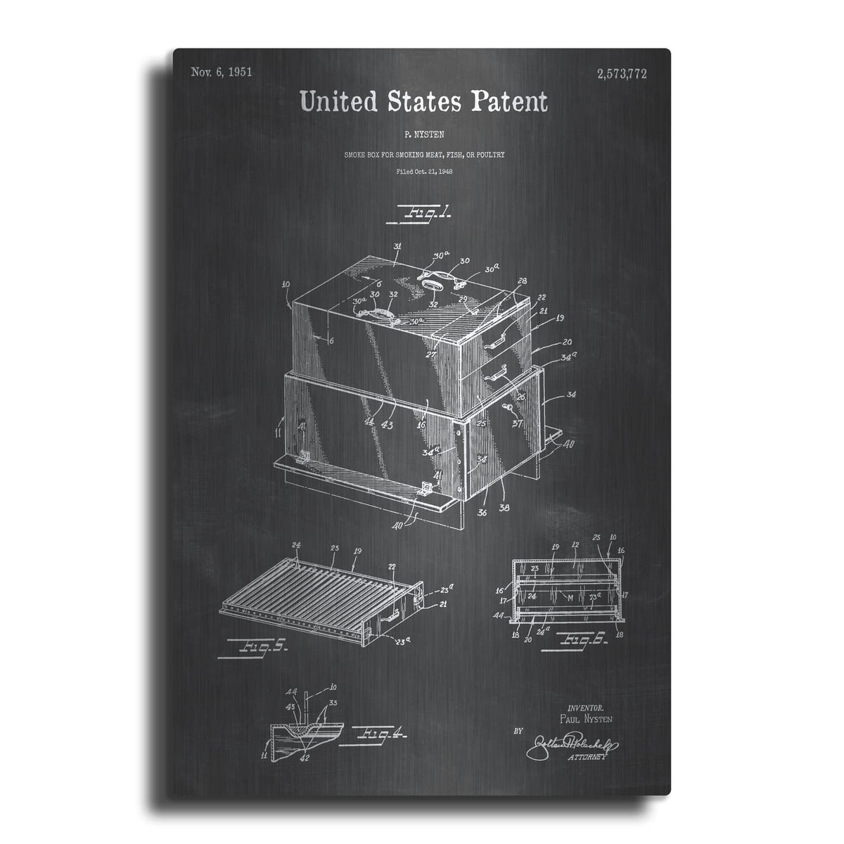 'Barbecue Blueprint Patent Chalkboard' – Metal Wall Art