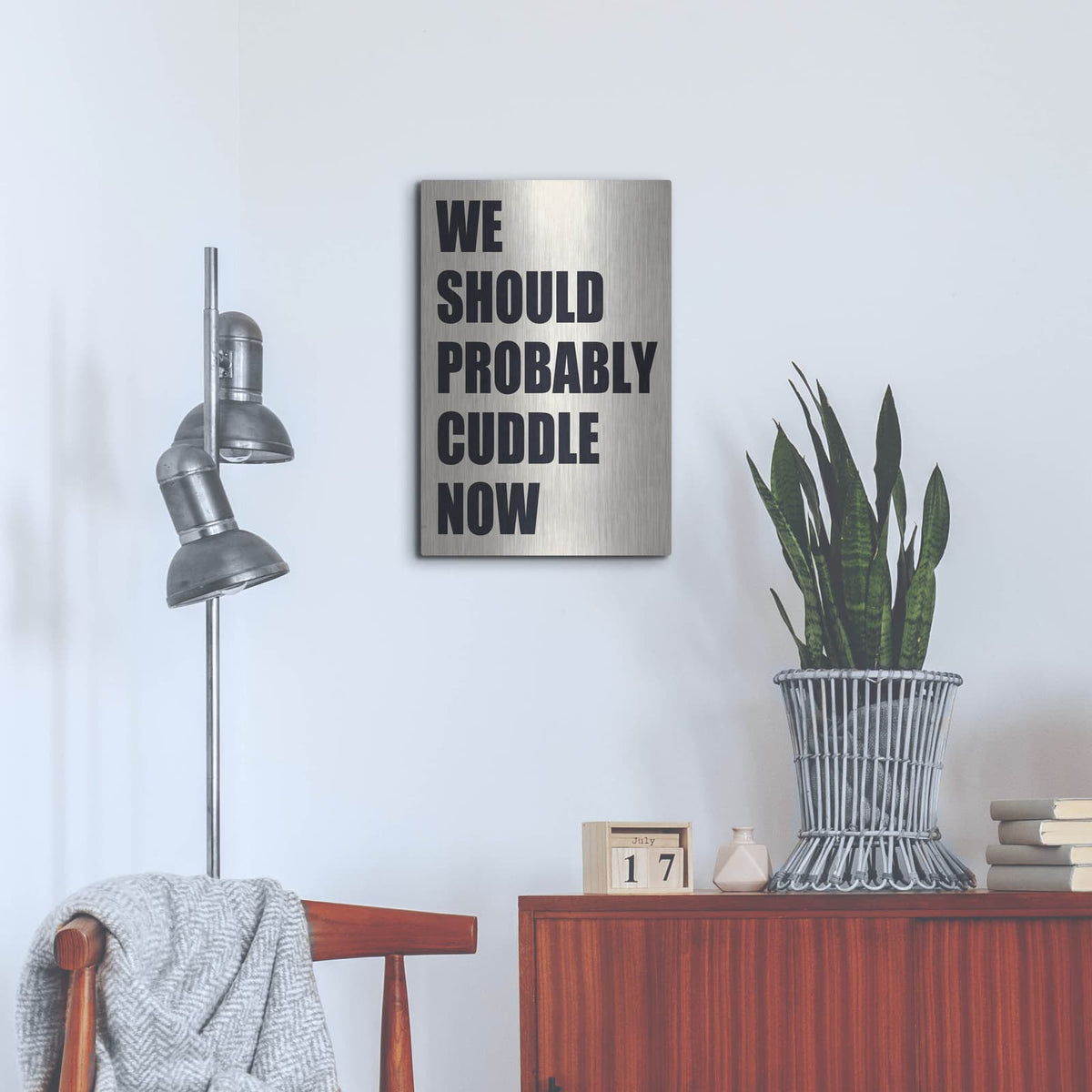 'We Should Probably Cuddle Now' by Nicklas Gustafsson – Metal Wall Art, 16x24 room view