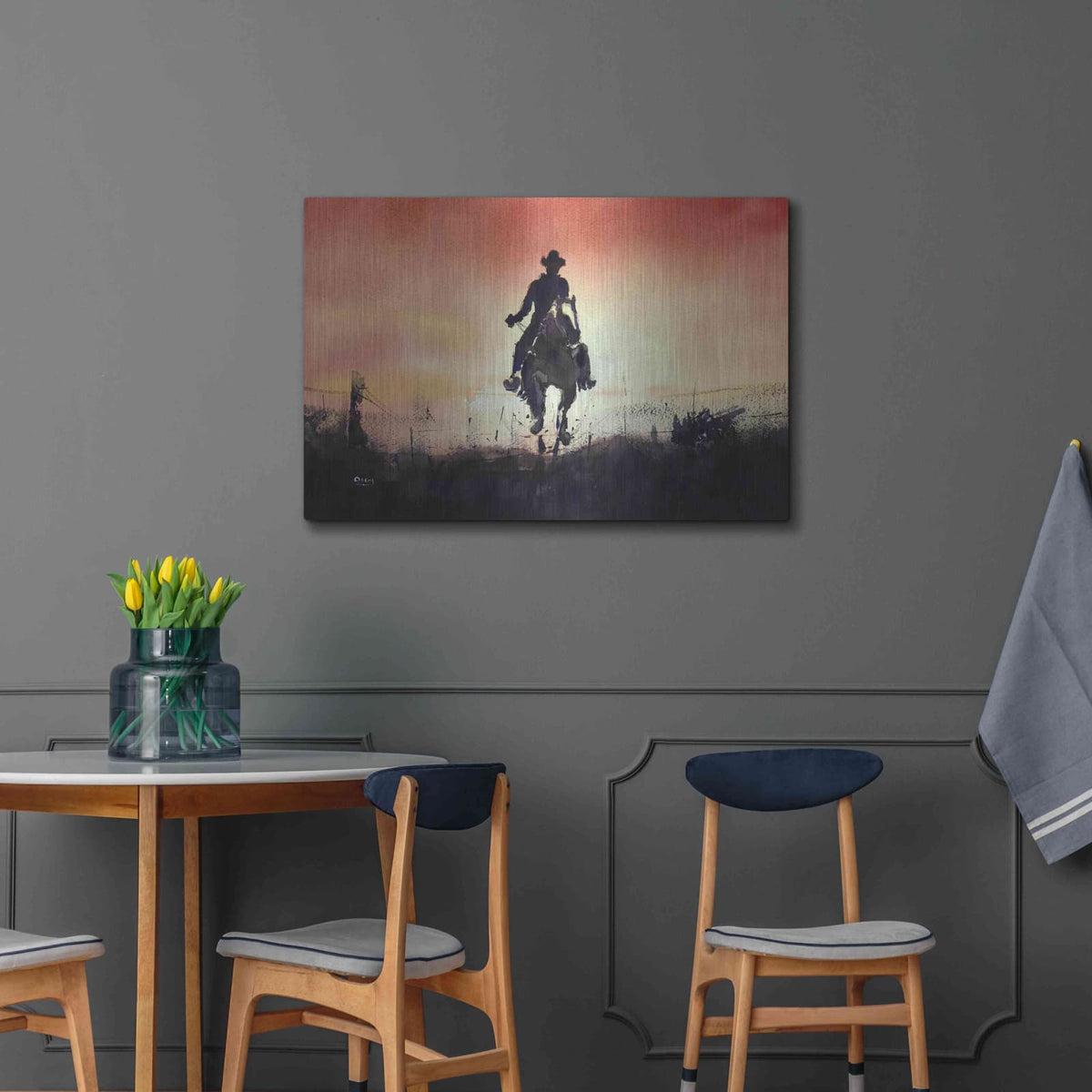 'Sunrise Rider' by Oscar Alvarez Pardo – Metal Wall Art, 36x24 room view