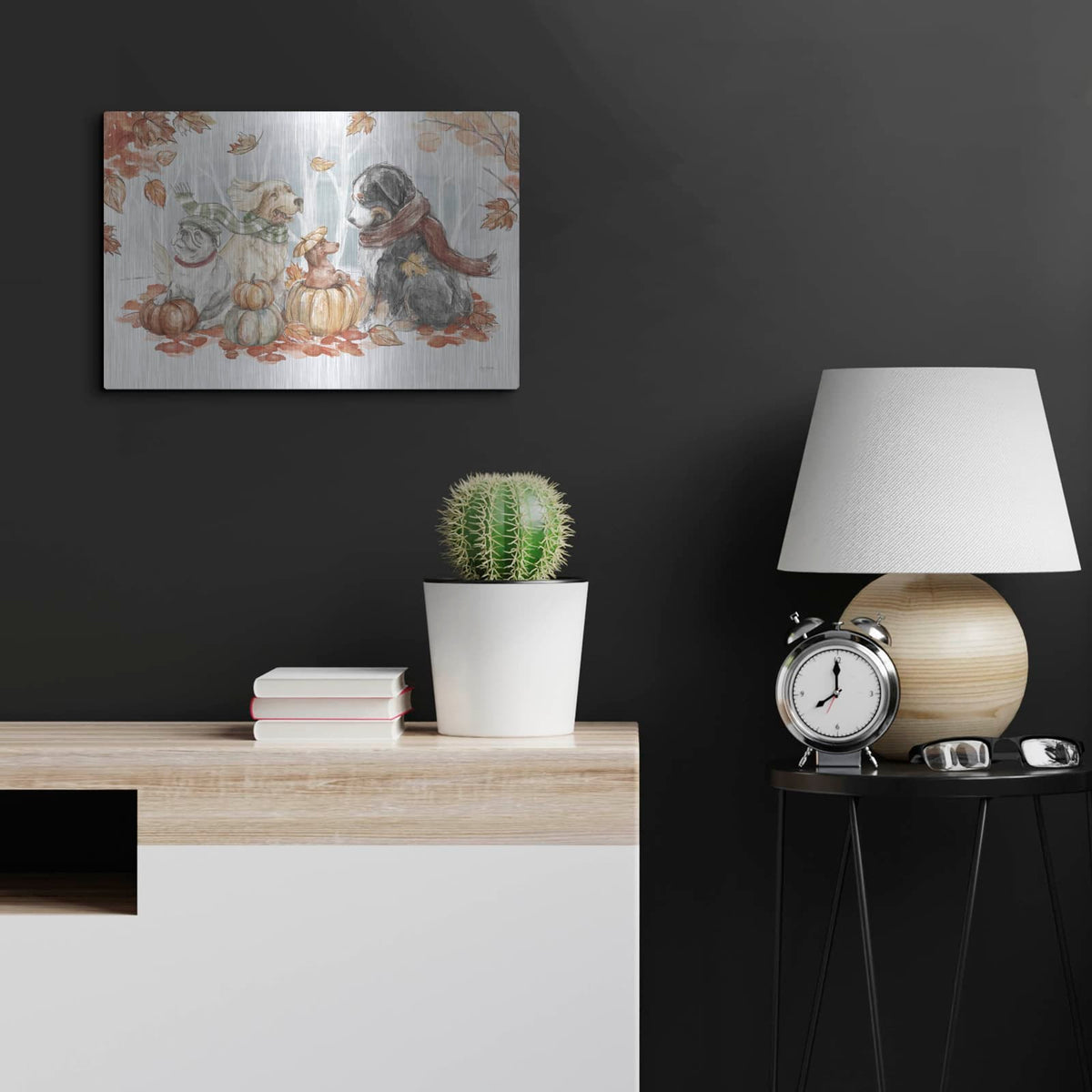 'Autumn Dogs 1' by Mary Urban – Metal Wall Art, 24x16 room view