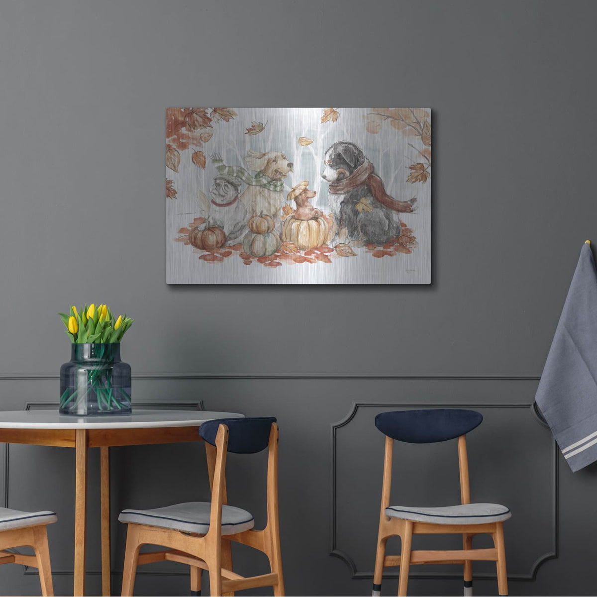 'Autumn Dogs 1' by Mary Urban – Metal Wall Art, 36x24 room view