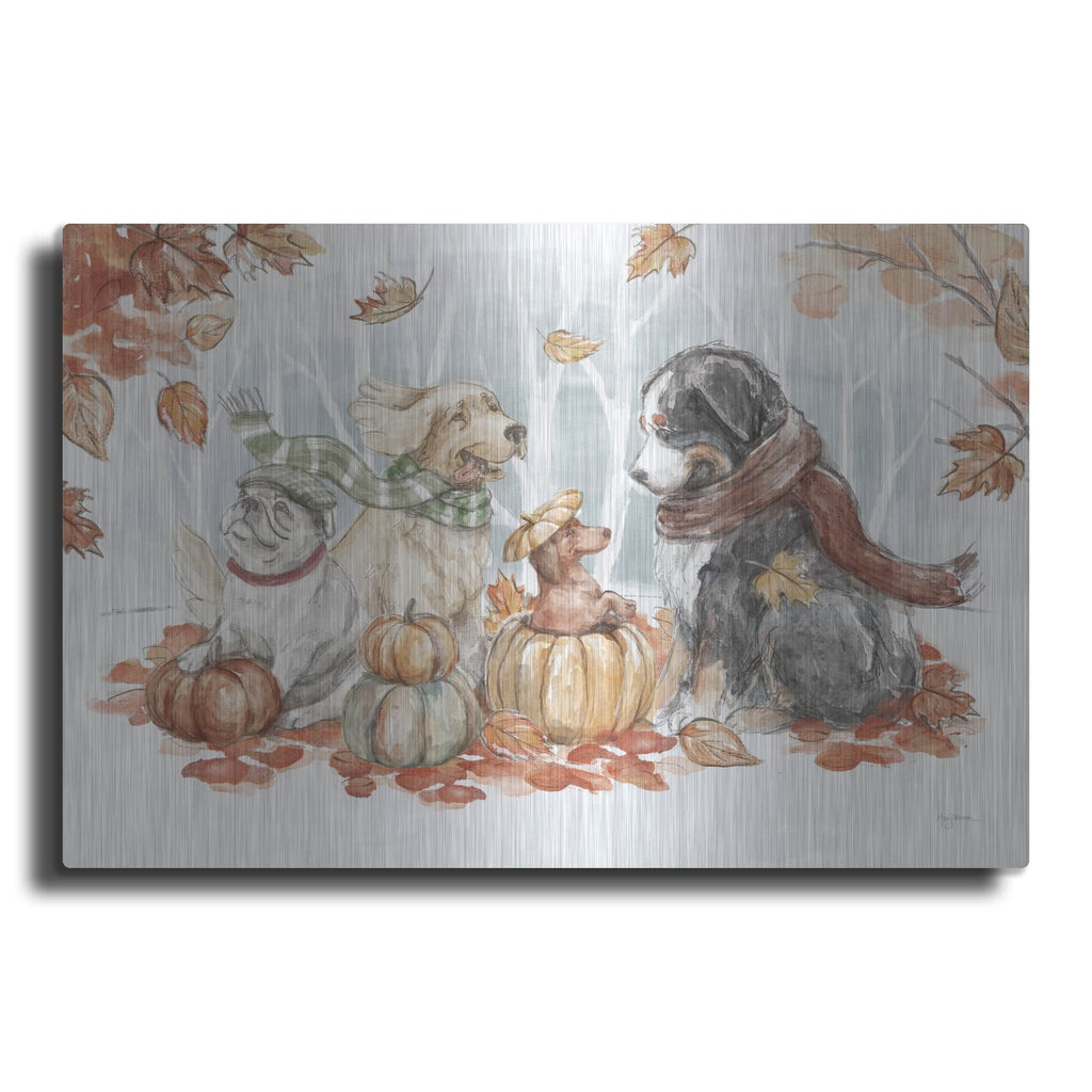 'Autumn Dogs 1' by Mary Urban – Metal Wall Art