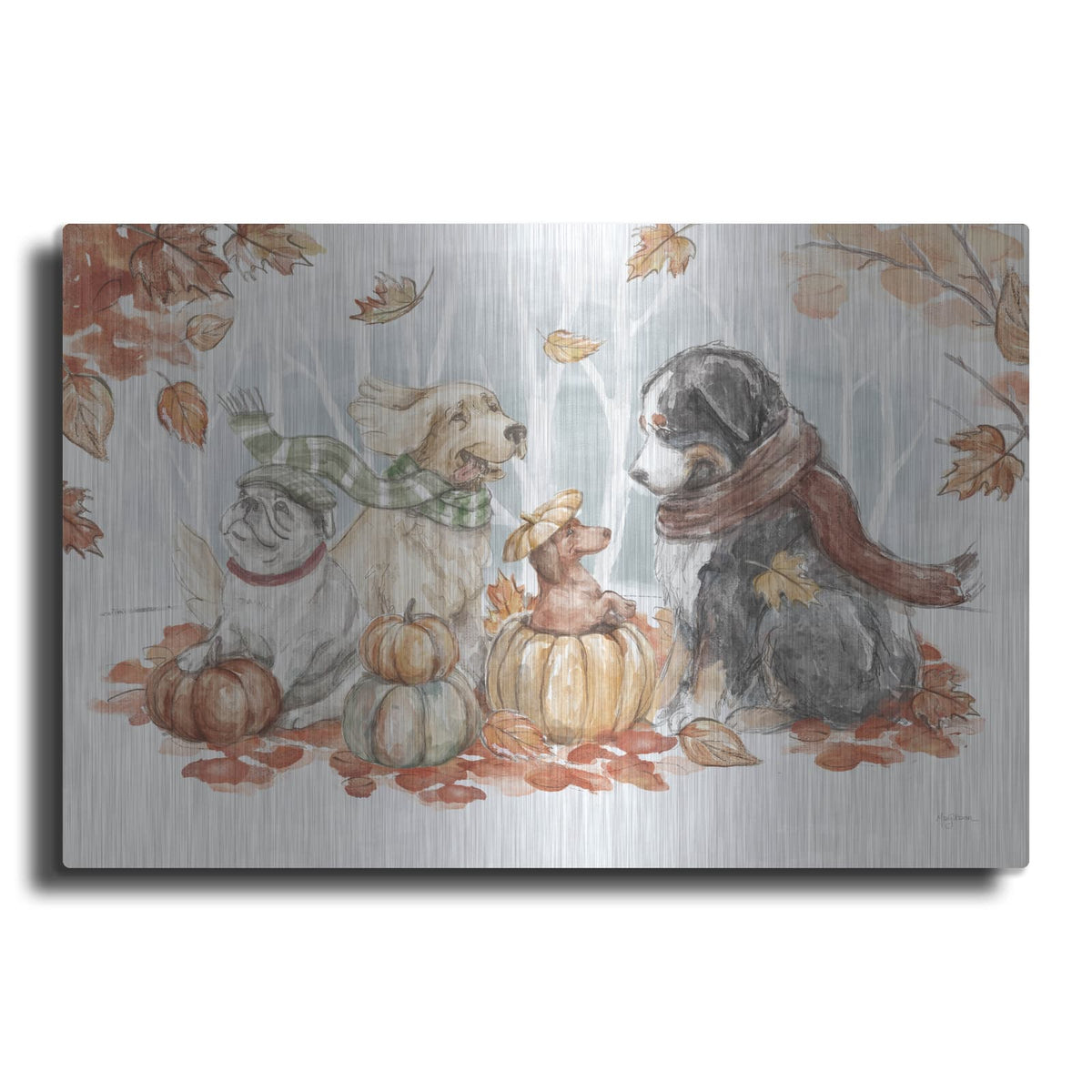 'Autumn Dogs 1' by Mary Urban – Metal Wall Art