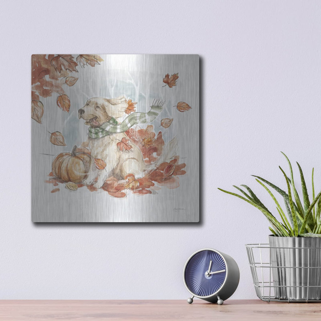 'Autumn Dogs 2' by Mary Urban – Metal Wall Art, 12x12 room view