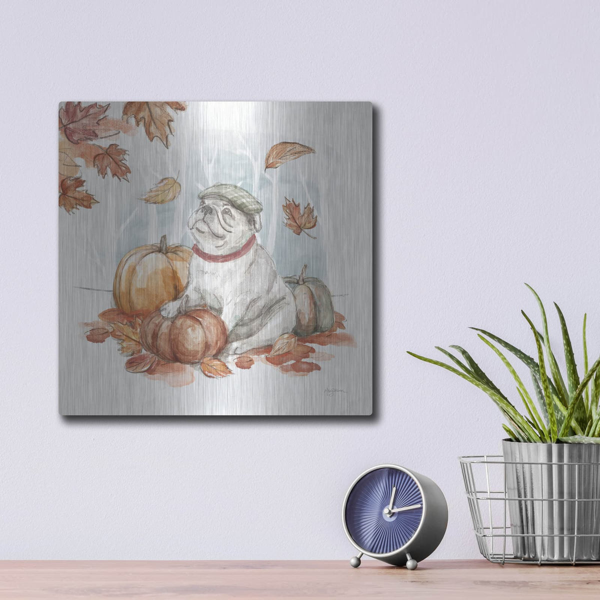 'Autumn Dogs 5' by Mary Urban – Metal Wall Art, 12x12 room view