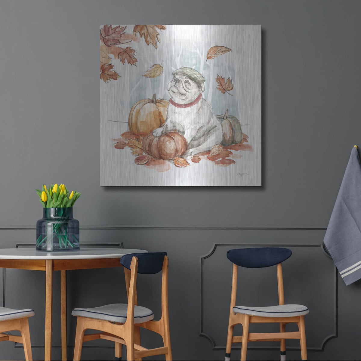 'Autumn Dogs 5' by Mary Urban – Metal Wall Art, 36x36 room view