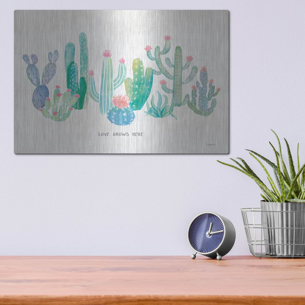 'Bohemian Cactus 1 Love' by Mary Urban – Metal Wall Art, 16x12 room view