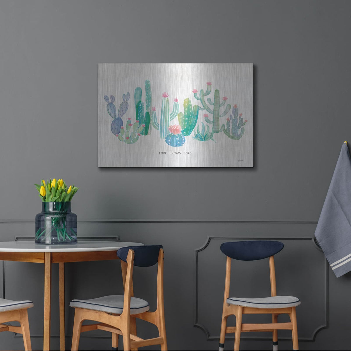 'Bohemian Cactus 1 Love' by Mary Urban – Metal Wall Art, 36x24 room view