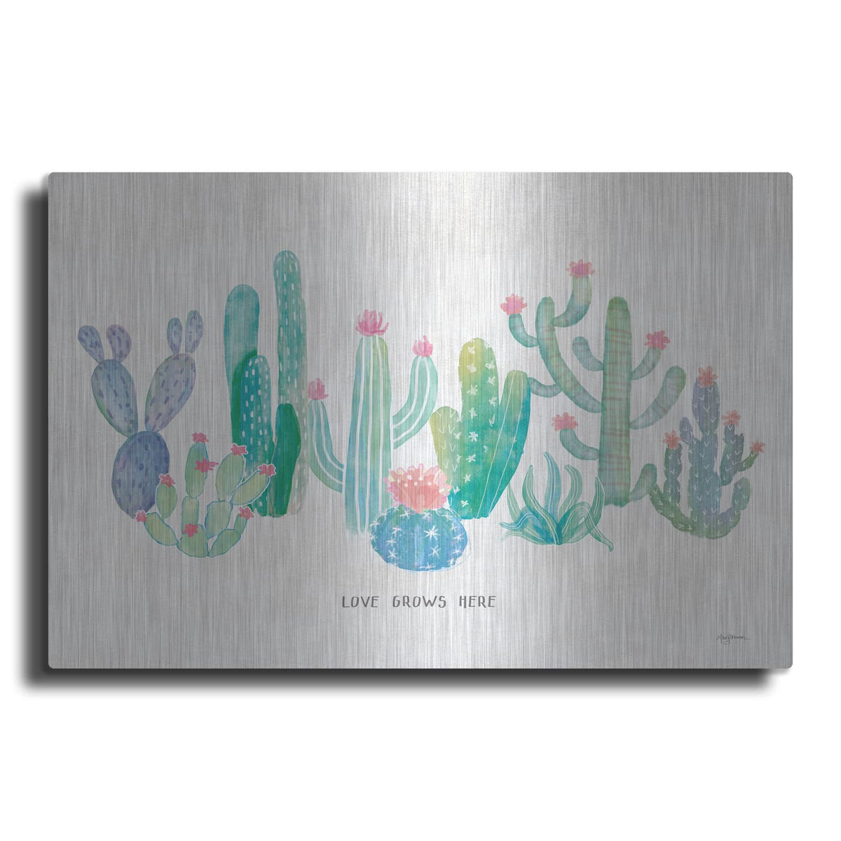 'Bohemian Cactus 1 Love' by Mary Urban – Metal Wall Art